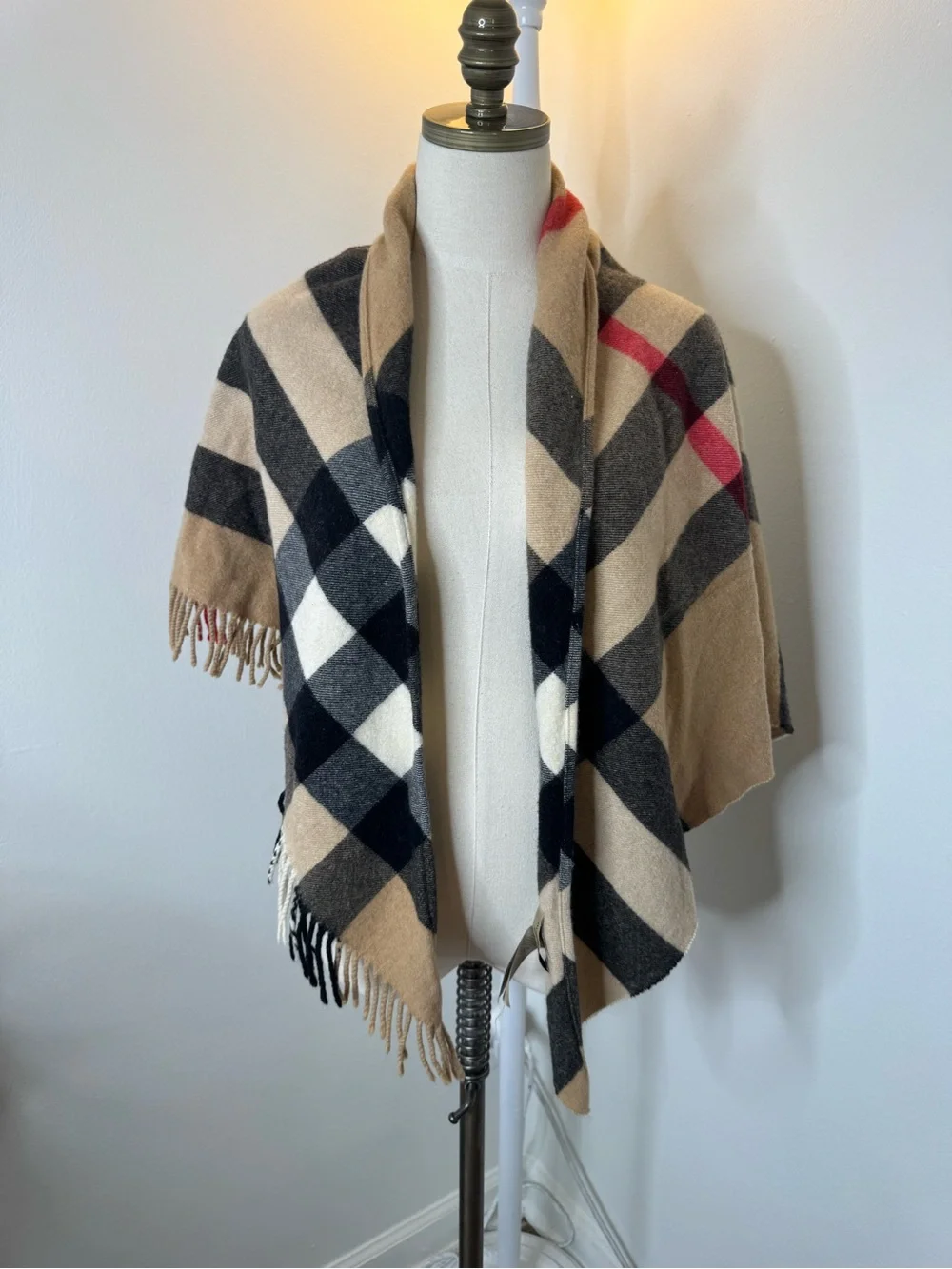 Burberry Check Cashmere Bandana Scarf triangle made in Scotland 100% Authentic
